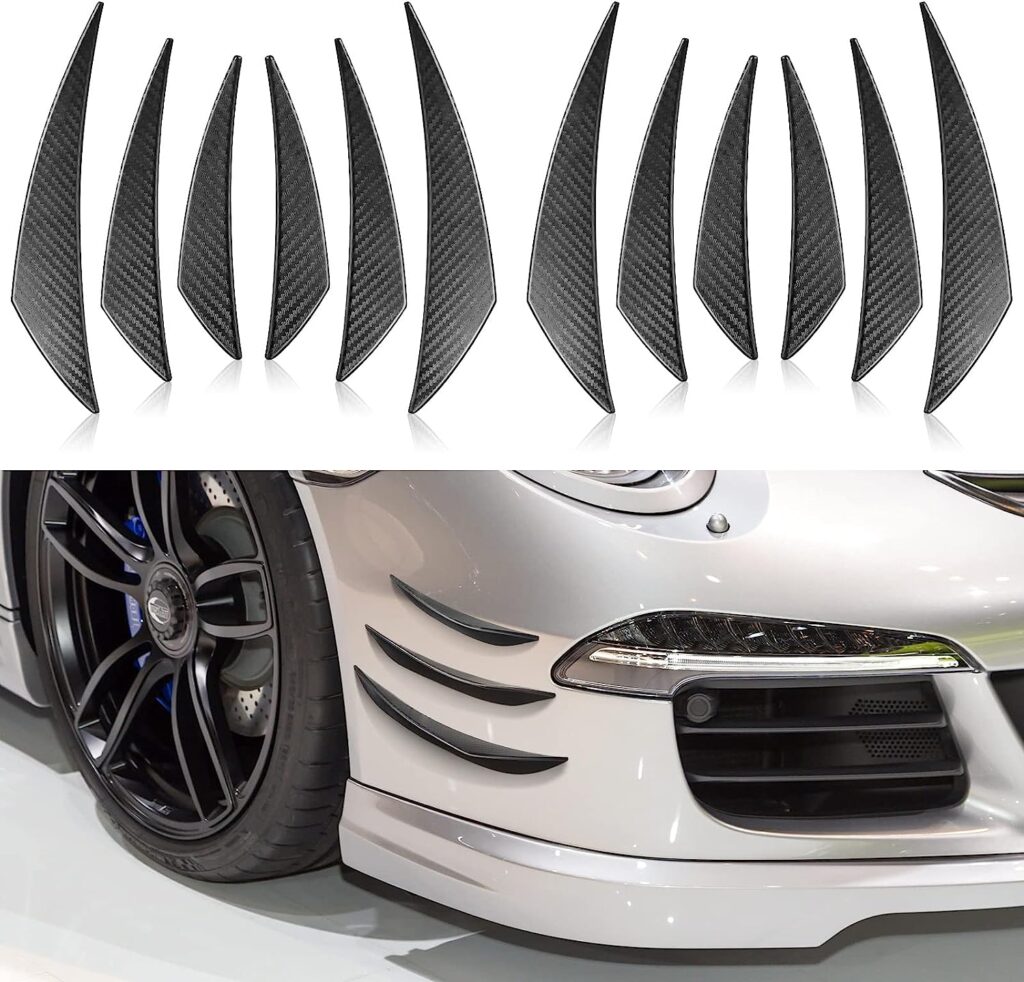 12 Pcs Universal Car Spoiler Canards Kit Front Bumper Lip