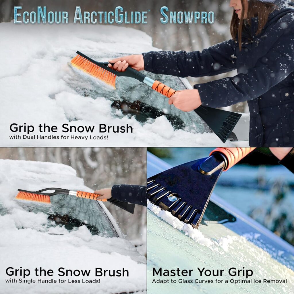 Aluminum Snow Brush with Ice Scrapers for Car Windshield and Window, Car wash in winter